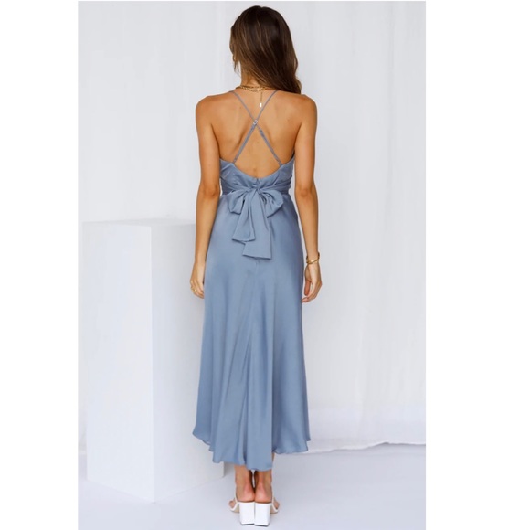 Hello Molly Jane Midi Dress Dusty Blue XS - Picture 3 of 5